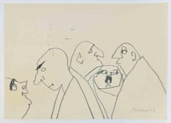 Bald Men - Drawing by Mino Maccari - 1960s