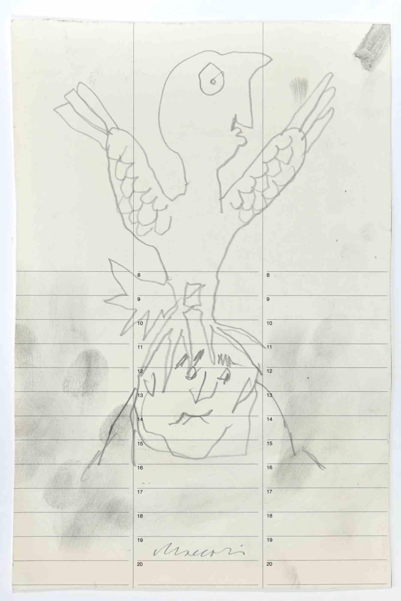 Oiseau et Mélancolie est un dessin au crayon réalisé par Mino Maccari  (1924-1989) dans les années 1960.

Signé à la main en bas.

Bon état.

Mino Maccari (Sienne, 1924-Rome, 16 juin 1989) est un écrivain, peintre, graveur et journaliste italien,