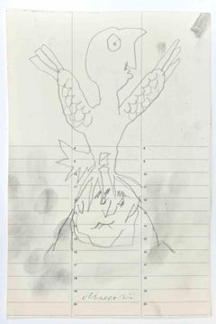  Vogel und Melancholy – Zeichnung von Mino Maccari – 1945