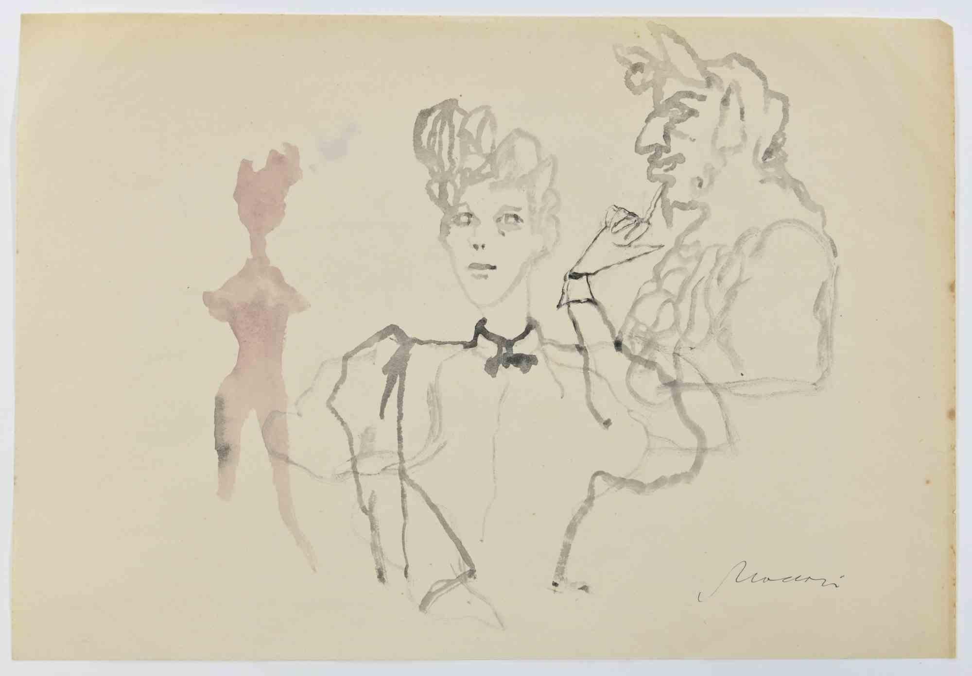 The Devil is a watercolor Drawing realized by Mino Maccari  (1924-1989) in the 1960s.

Hand-signed on the lower margin.

Good condition.

Mino Maccari (Siena, 1924-Rome, June 16, 1989) was an Italian writer, painter, engraver and journalist, winner