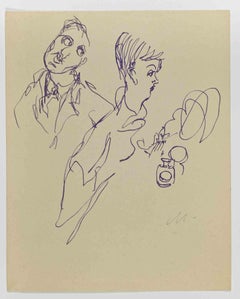 The Couple - Drawing by Mino Maccari - 1940s