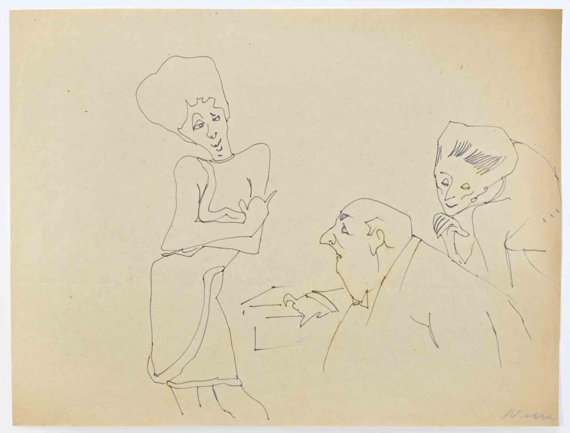 Flirtatious Women is a Pen Drawing realized by Mino Maccari  (1924-1989) in the 1960s.

Hand-signed on the lower margin.

Good condition.

Mino Maccari (Siena, 1924-Rome, June 16, 1989) was an Italian writer, painter, engraver and journalist, winner