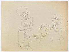 Flirtatious Women – Zeichnung von Mino Maccari – 1960er Jahre