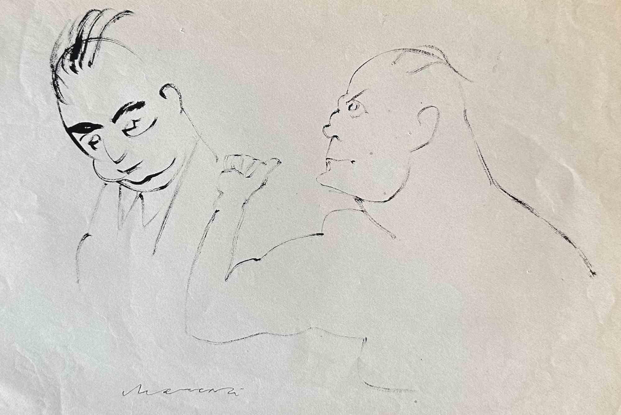 The Rage ist eine von Mino Maccari realisierte Federzeichnung  (1924-1989) in den 1960er Jahren.

Handsigniert am unteren Rand.

Guter Zustand.

Mino Maccari (Siena, 1924-Rom, 16. Juni 1989) war ein italienischer Schriftsteller, Maler, Graveur und