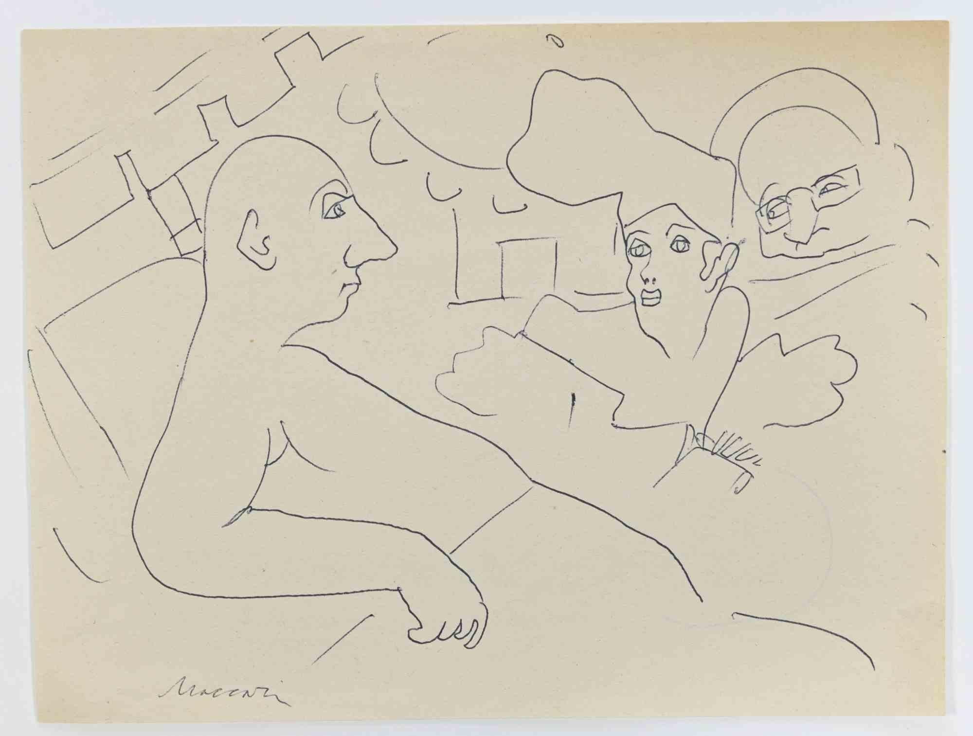 Lovers in the Bed is a Pen Drawing realized by Mino Maccari  (1924-1989) in 1960s.

Hand-signed on the lower margin.

Good condition.

Mino Maccari (Siena, 1924-Rome, June 16, 1989) was an Italian writer, painter, engraver and journalist, winner of