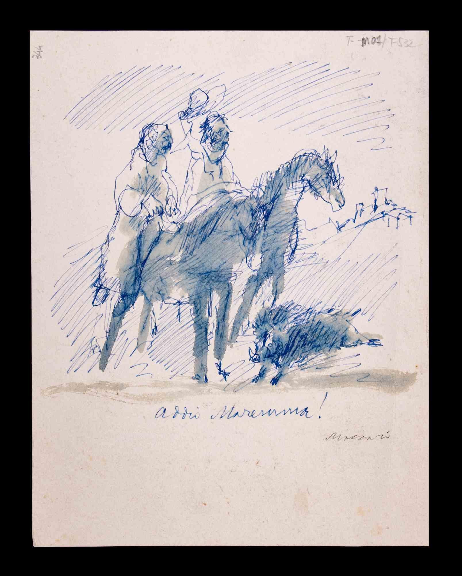 Goodbye Maremma is a Pen and Watercolour Drawing realized by Mino Maccari  (1924-1989) in 1970s.

Hand signed and titled on the lower margin.

Good condition on a white cardboard.

Mino Maccari (Siena, 1924-Rome, June 16, 1989) was an Italian