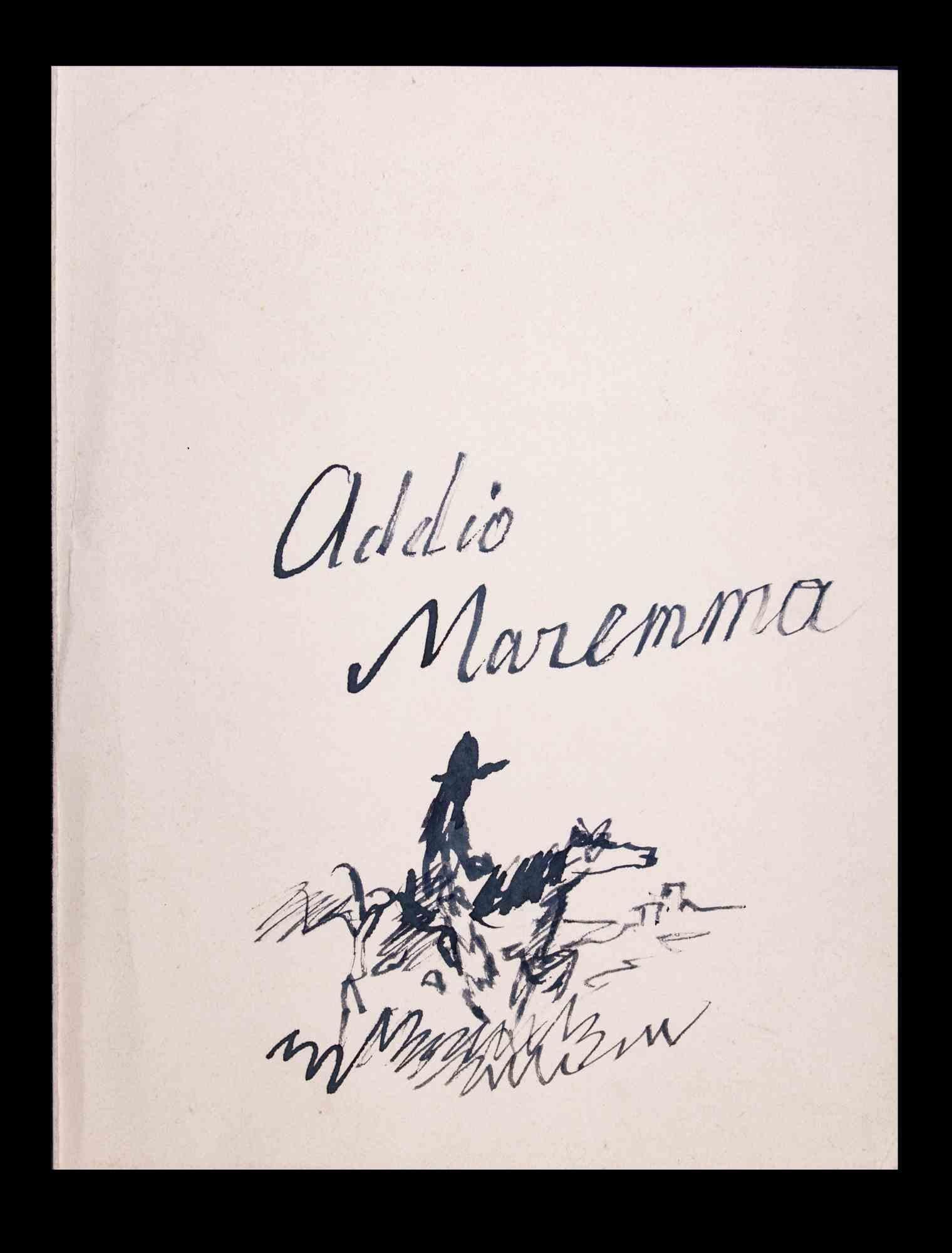 Goodbye Maremma - Drawing by Mino Maccari - 1970s For Sale 1