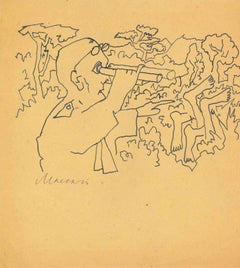 The Watcher - Drawing de Mino Maccari - Années 1960