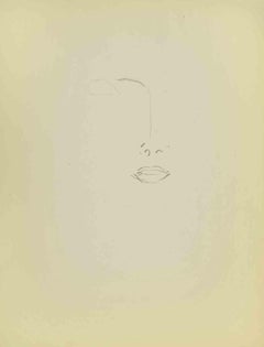 Vintage Sketch for a Portrait - Drawing by Flor David - Mid 20th Century