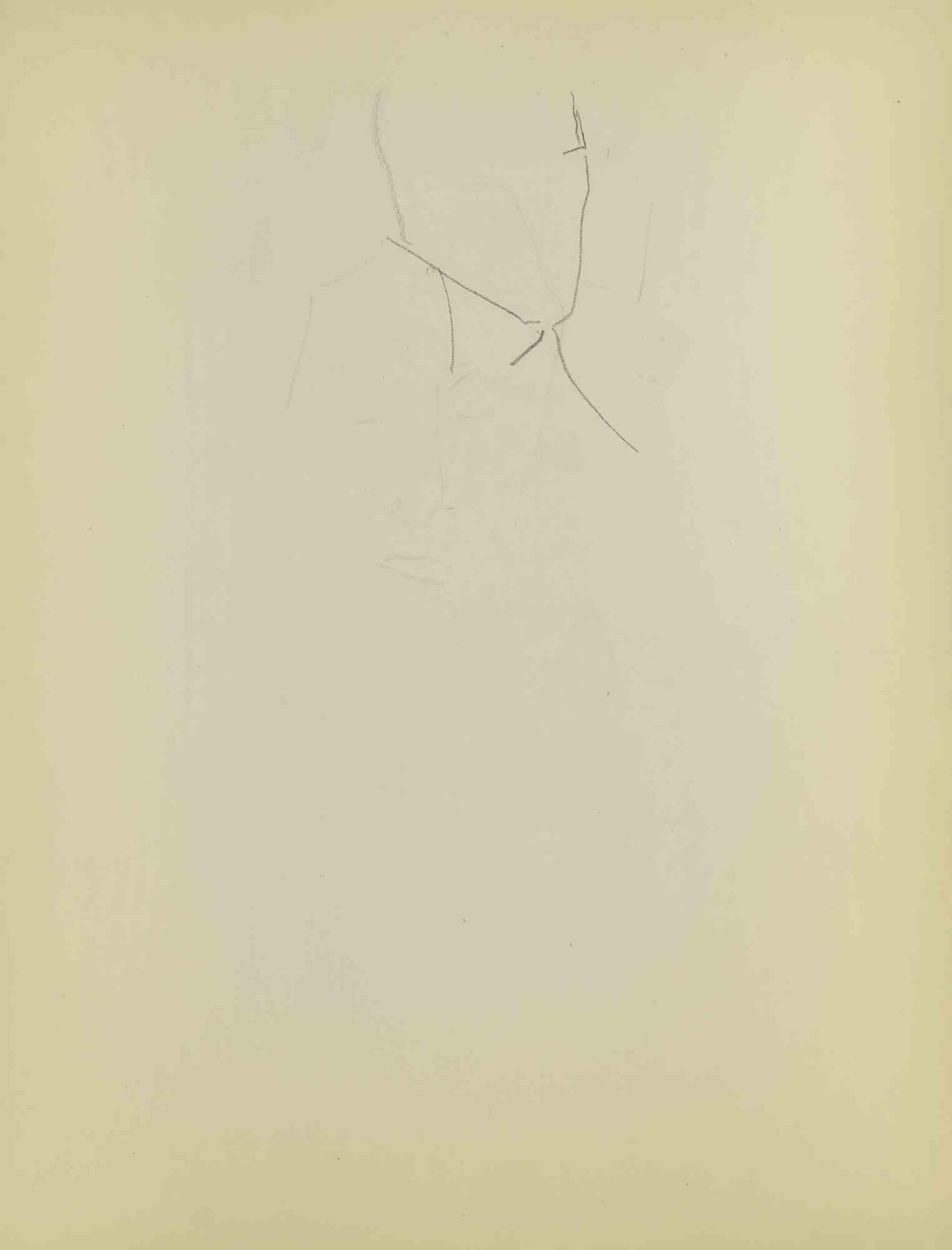 Boceto para un retrato - Dibujo de Flor David - Mediados del siglo XX