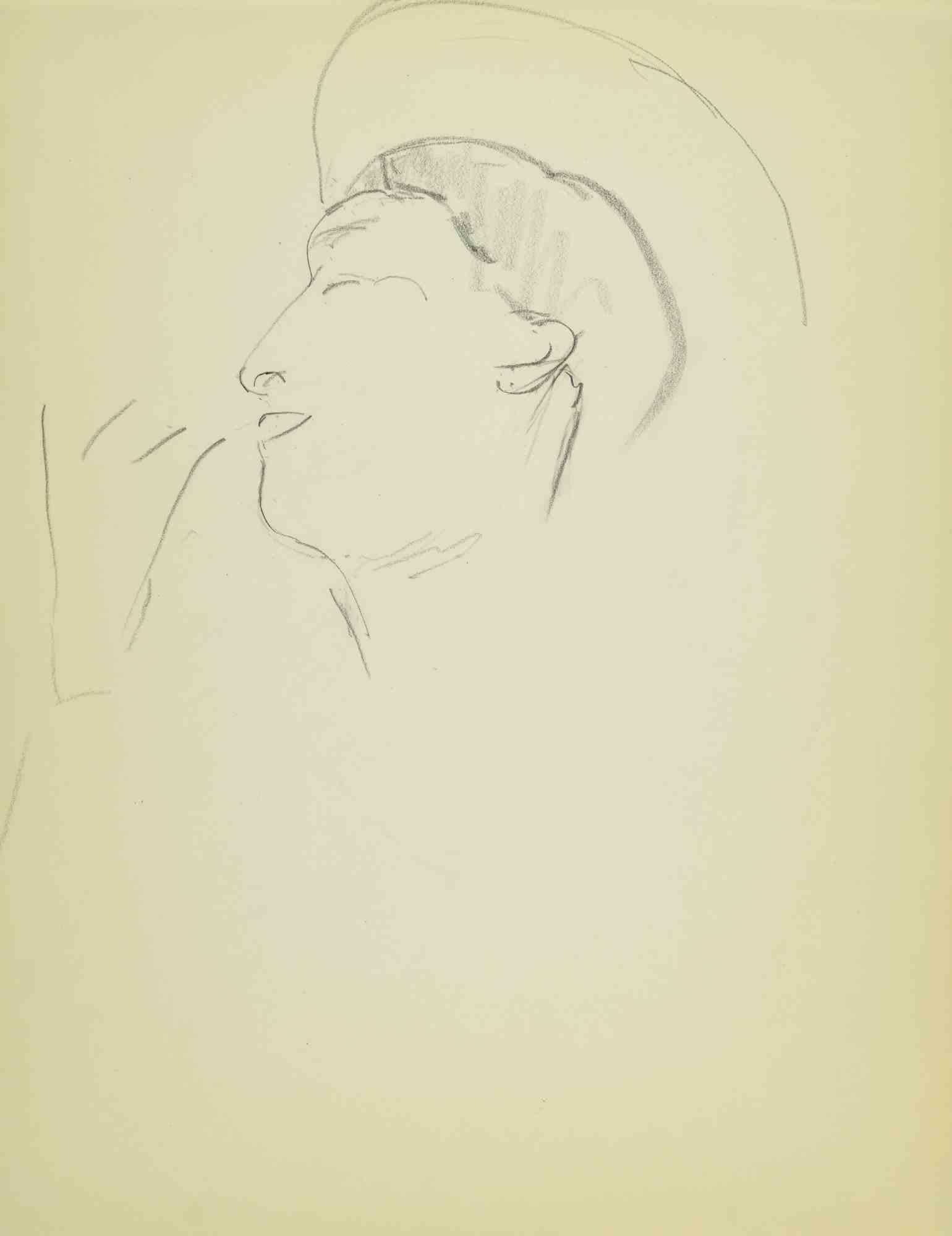 Sketch for a Portrait is an drawing on  paper realized in the Mid-20th Century by Flor David.

Good conditions.

Flor David (1891-1958) ):  pseudonym of David Florence. Pastel painter. He was a pupil of Desirè Lucas. He exhibited at the Salon des