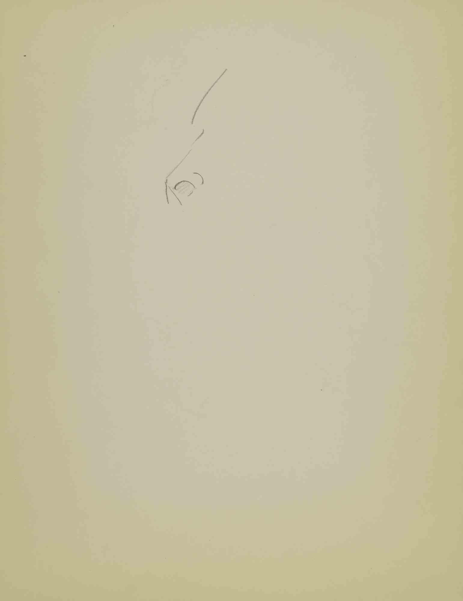 Esquisse d'un portrait - Dessin de Flor David - Milieu du XXe siècle