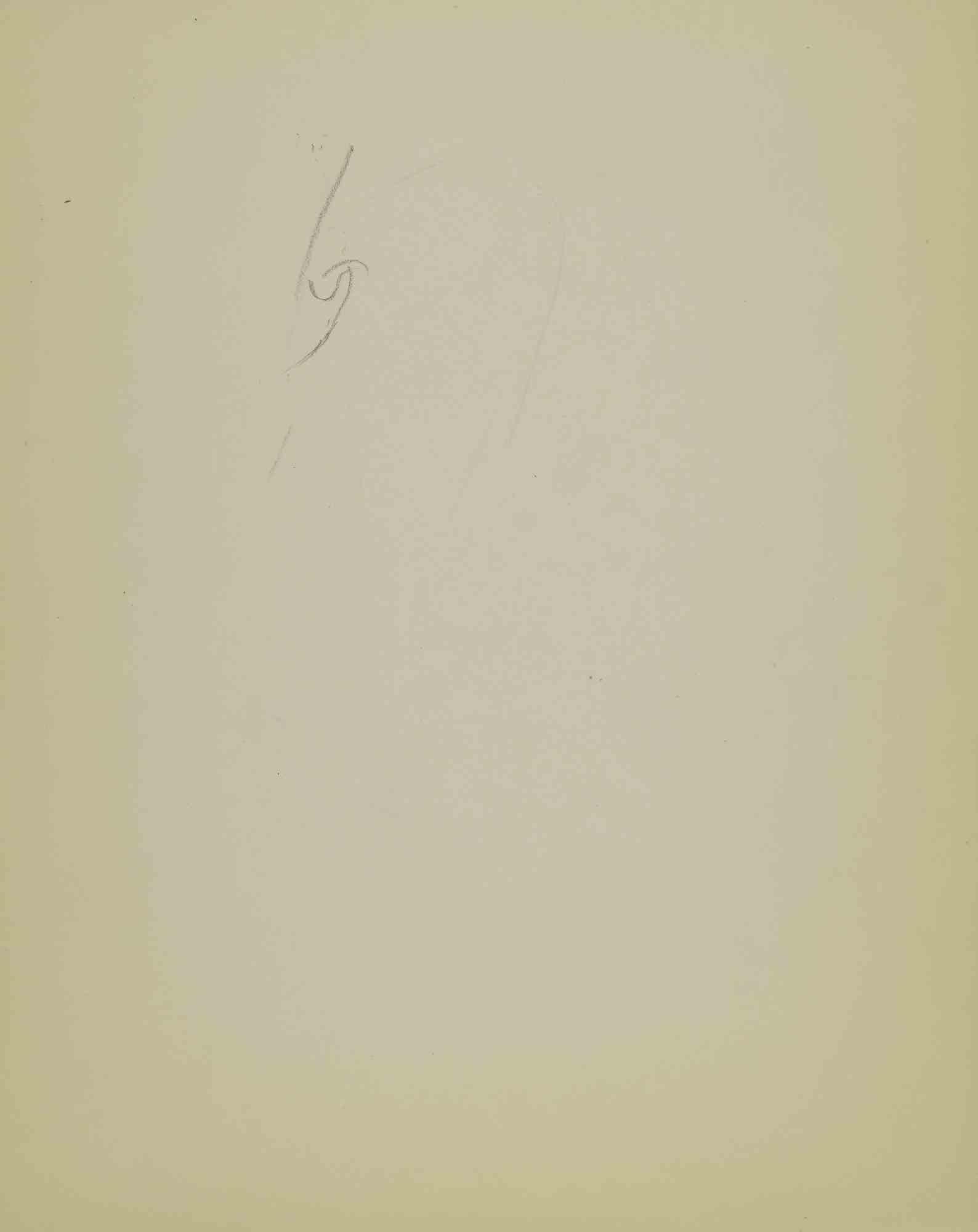 Boceto para un retrato - Dibujo de Flor David - Mediados del siglo XX