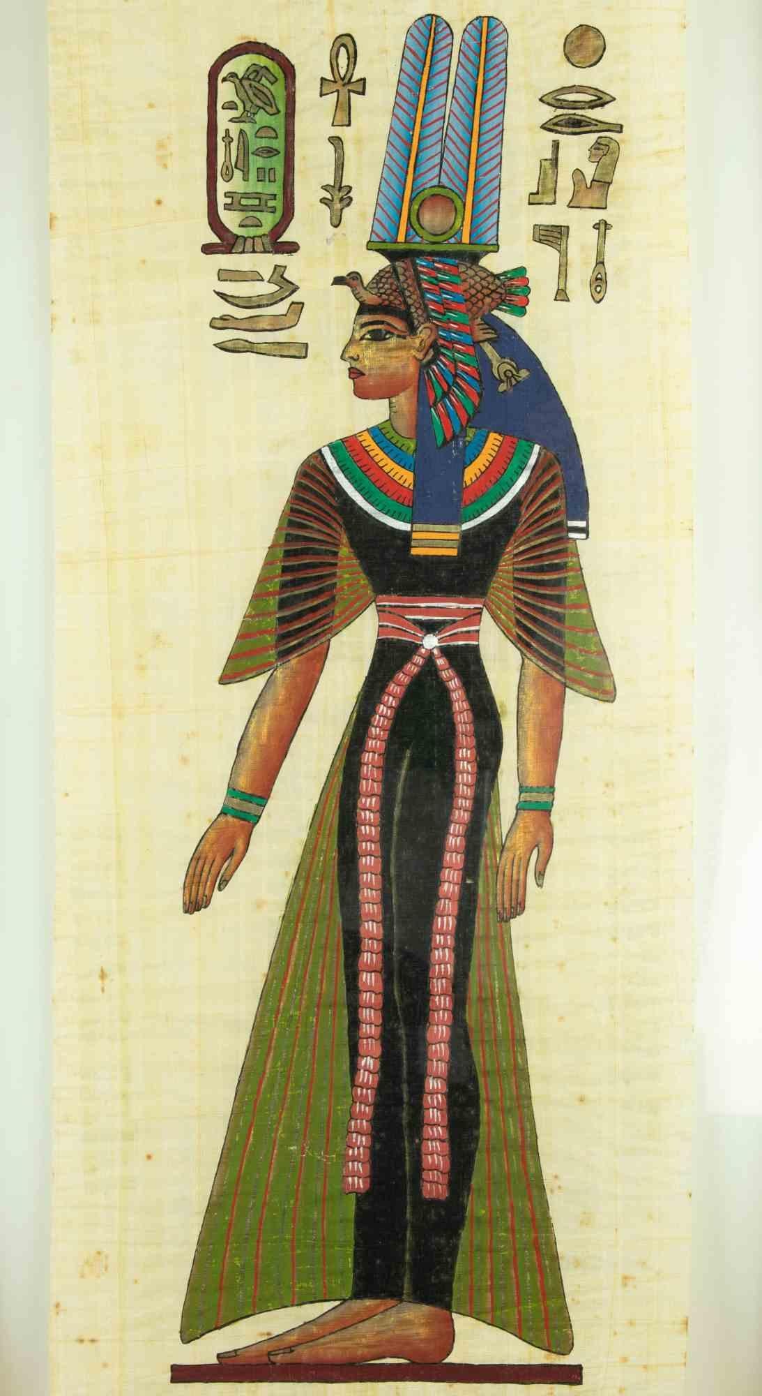 Unknown Figurative Art – Ägyptische Königin – Zeichnung – 1950er Jahre
