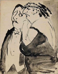 Couple at Party - Drawing de Mino Maccari - Années 1940