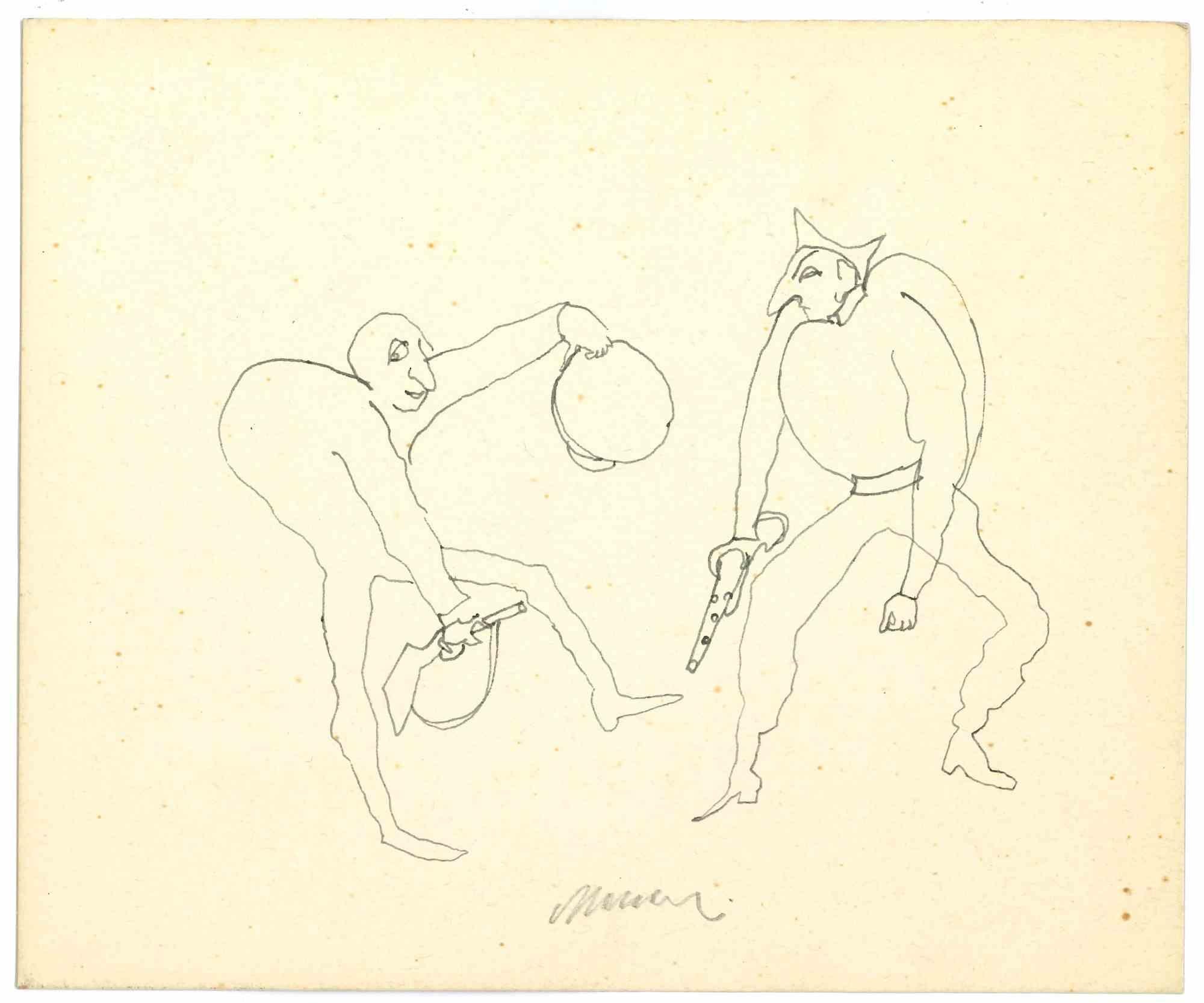 The Men with Guns is a Pen Drawing realized by Mino Maccari  (1924-1989) in the 1960s.

Monogrammed on the lower.

Good condition.

Mino Maccari (Siena, 1924-Rome, June 16, 1989) was an Italian writer, painter, engraver and journalist, winner of the