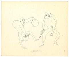 Gli uomini con le pistole - Disegno di Mino Maccari - Anni '60