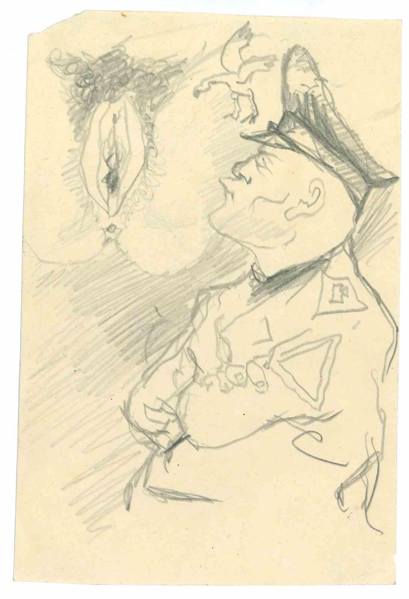 Der allgemeine erotische Traum ist eine Bleistiftzeichnung von Mino Maccari  (1924-1989) in den 1960er Jahren.

Guter Zustand.

Mino Maccari (Siena, 1924-Rom, 16. Juni 1989) war ein italienischer Schriftsteller, Maler, Graveur und Journalist, der