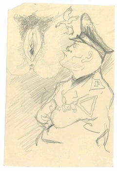 The General Erotic Dream - Drawing by Mino Maccari - 1960s
