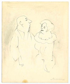 Vintage The Couple - Drawing by Mino Maccari - 1960s