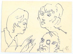 Porträts – Zeichnung von Mino Maccari – 1960er Jahre