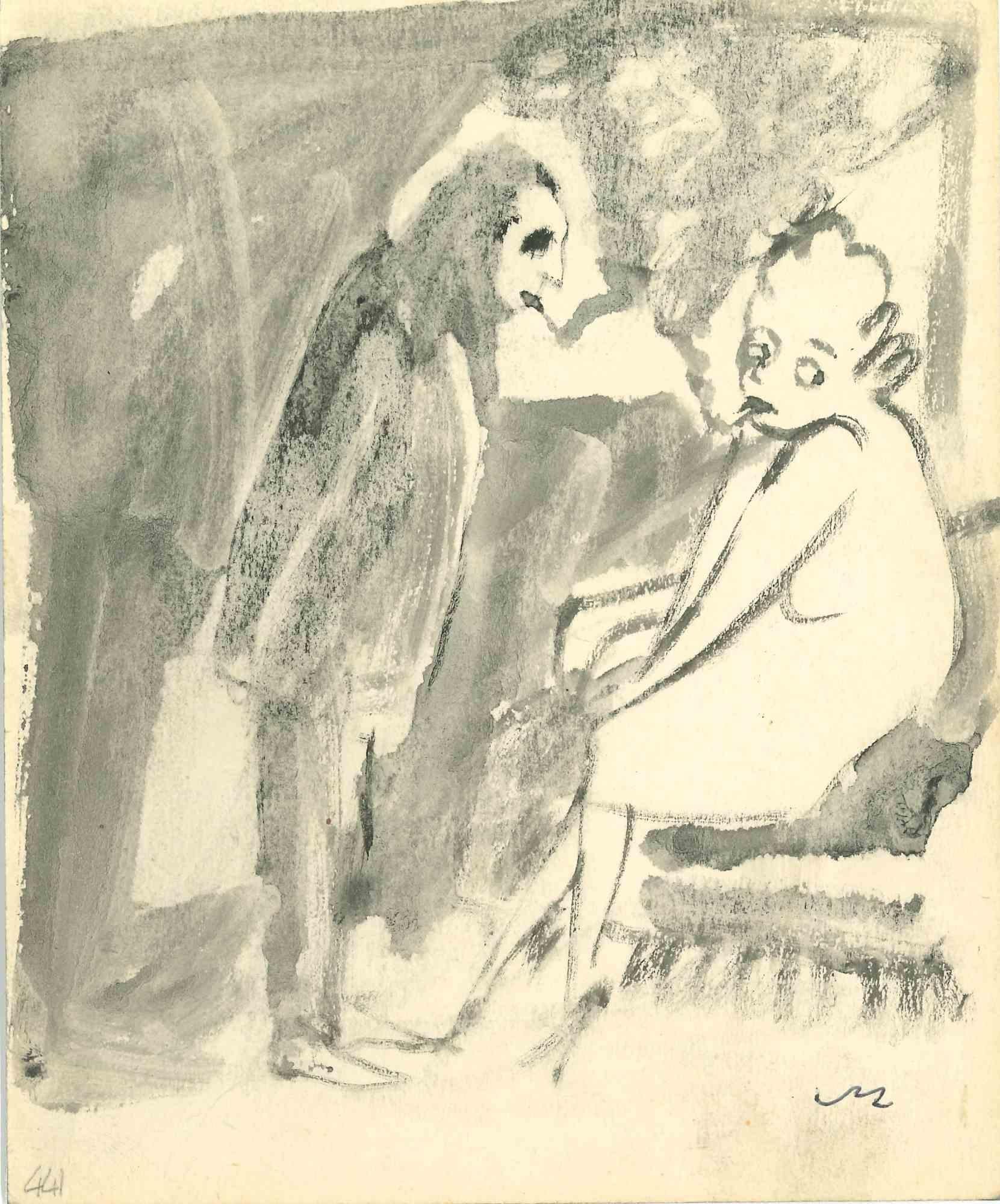 Smokers is a Watercolor drawing realized by Mino Maccari  (1924-1989) in the 1940s.

Monogrammed on the lower.

Good condition.

Mino Maccari (Siena, 1924-Rome, June 16, 1989) was an Italian writer, painter, engraver and journalist, winner of the