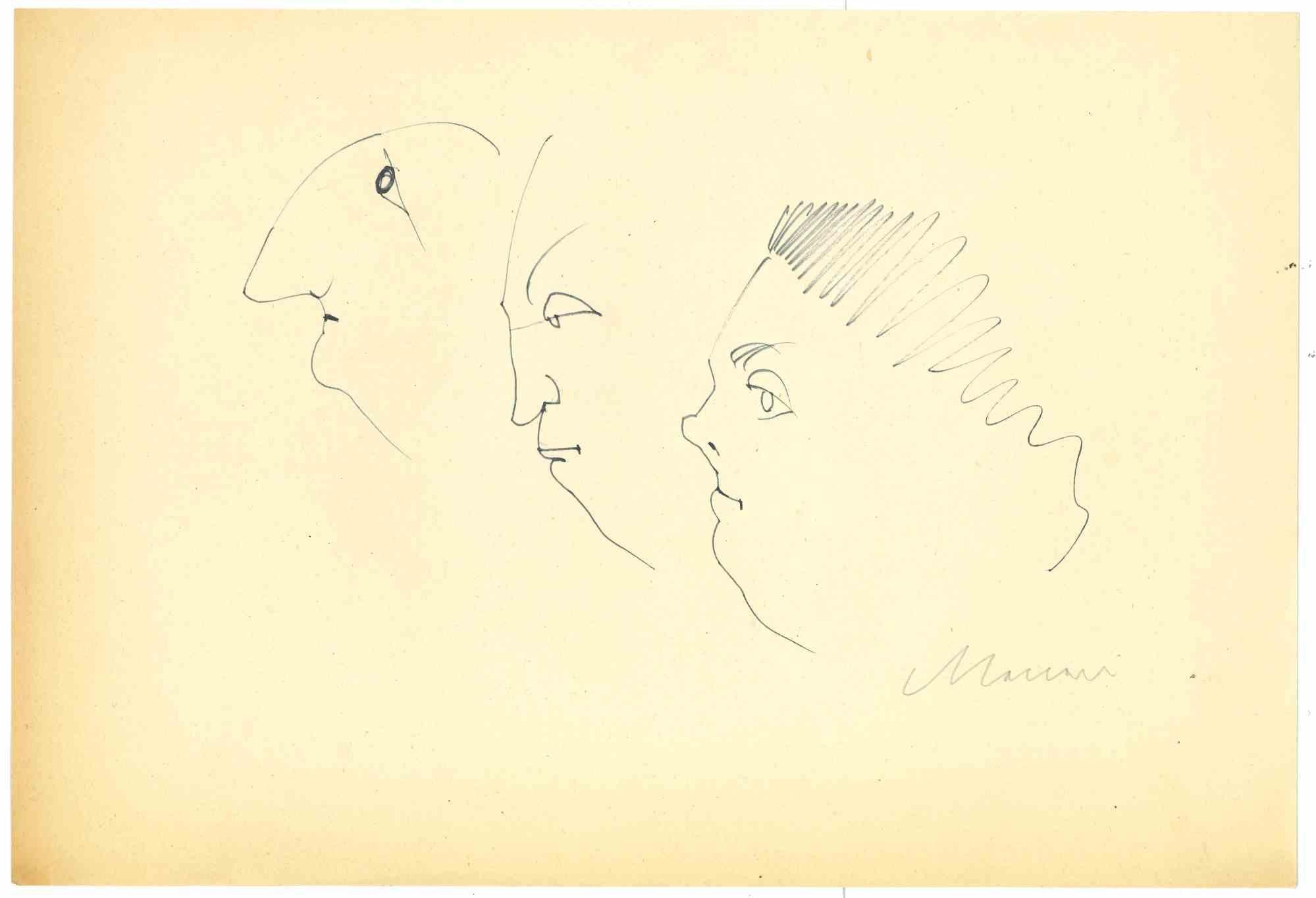 Profiles is a Pen Drawing realized by Mino Maccari  (1924-1989) in the 1960s.

Hand-signed on the lower.

Good condition.

Mino Maccari (Siena, 1924-Rome, June 16, 1989) was an Italian writer, painter, engraver and journalist, winner of the