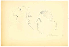 Profiles - Drawing by Mino Maccari - 1960s