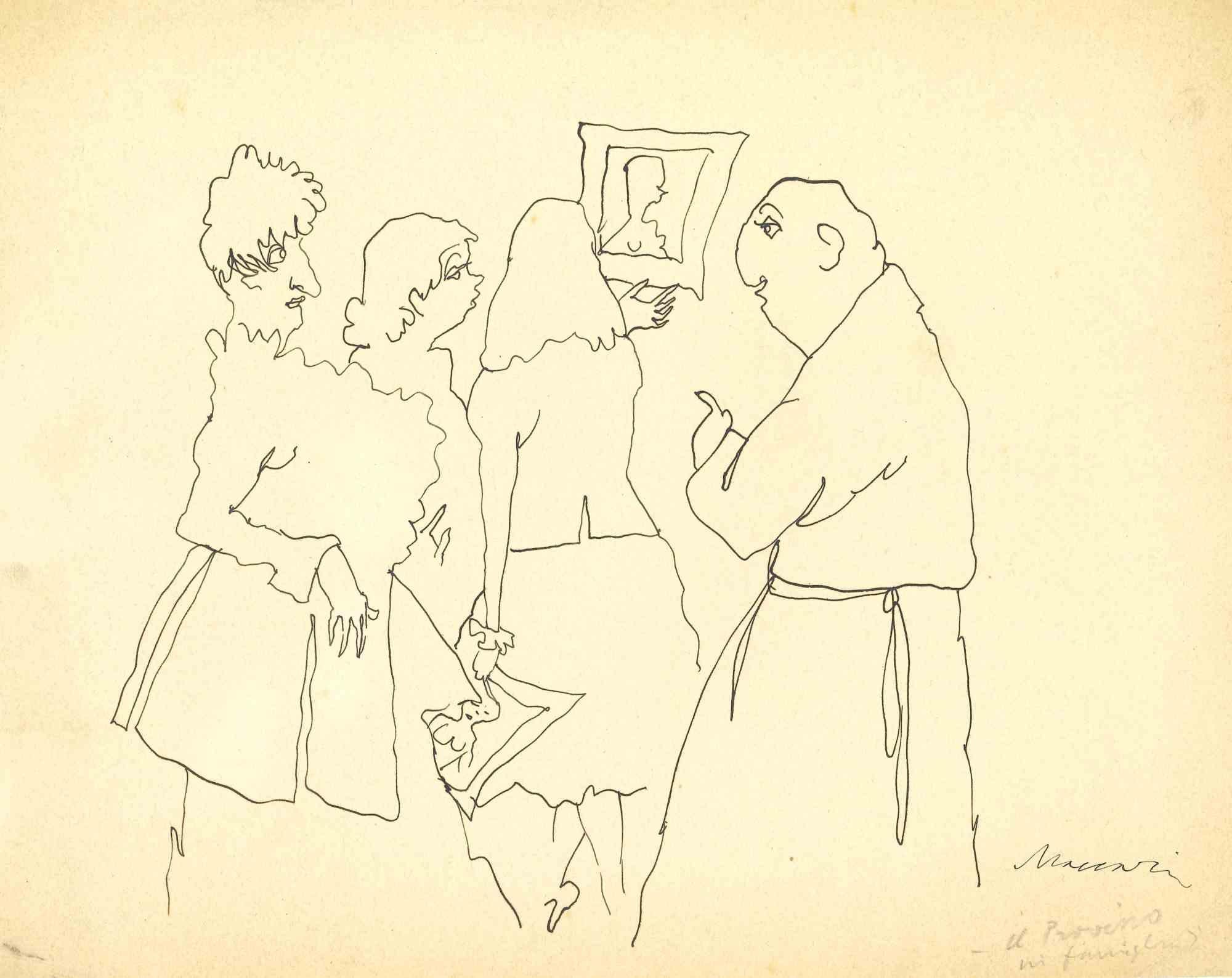 The Exhibition is a China ink Drawing realized by Mino Maccari  (1924-1989) in the 1960s.

Hand-signed on the lower.

Good condition.

Mino Maccari (Siena, 1924-Rome, June 16, 1989) was an Italian writer, painter, engraver and journalist, winner of