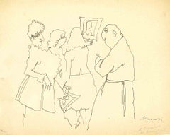 The Exhibition - Drawing by Mino Maccari - 1960s