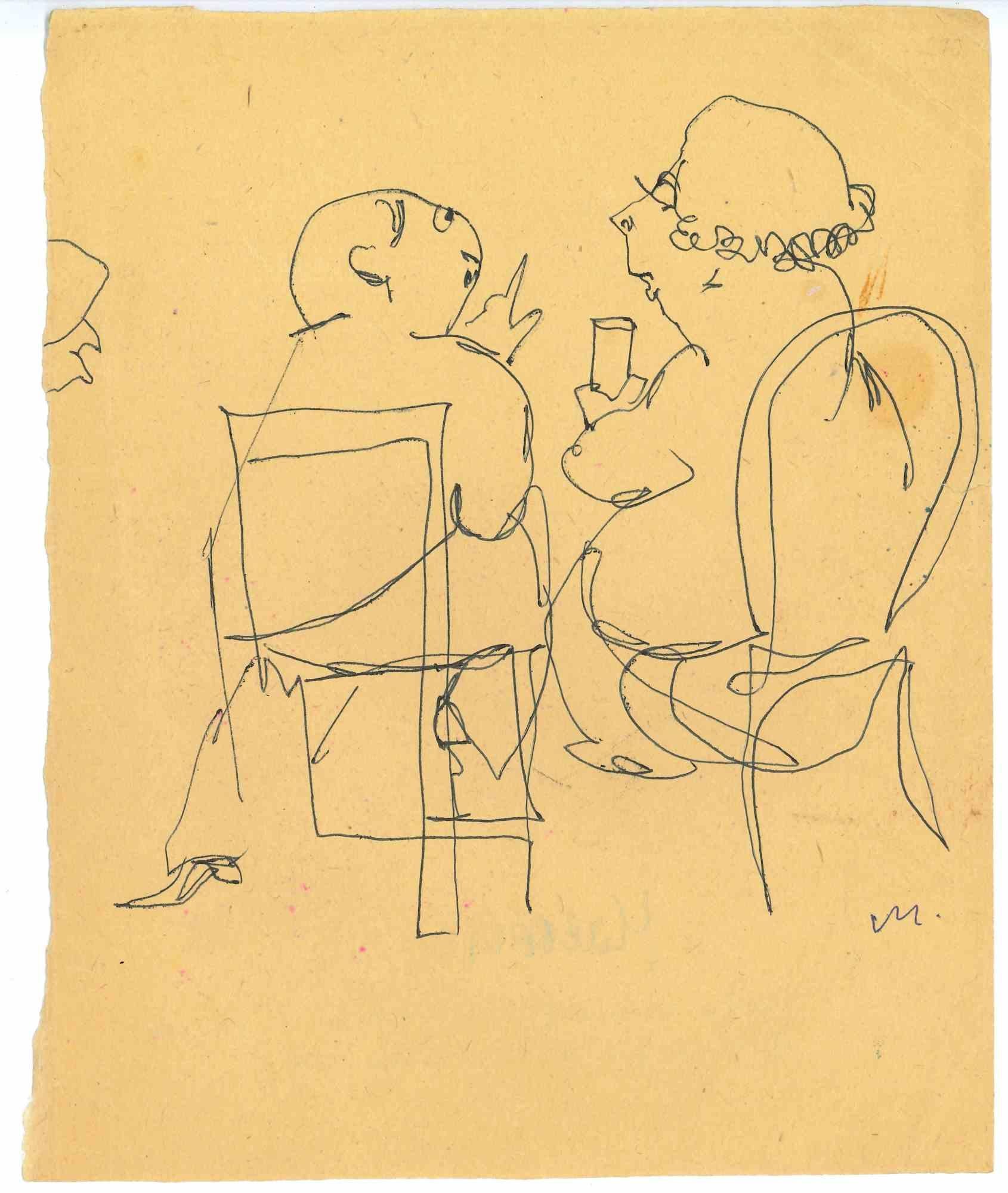 Why be difficult is a pen Drawing realized by Mino Maccari  (1924-1989) in 1955 ca.

Hand-signed on the back and title in Italian, Autograph of the artist.

Good conditions with a small cut on the right.

Mino Maccari (Siena, 1924-Rome, June 16,