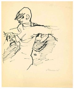 Seductive Nude - Drawing by Mino Maccari - 1960s