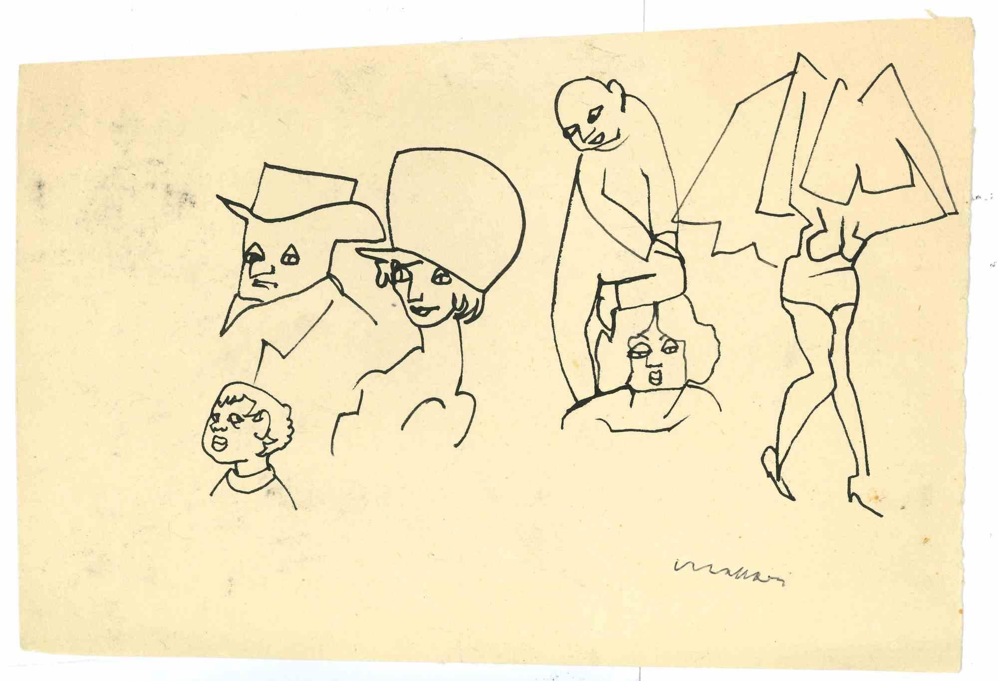 Jolly ist eine von Mino Maccari realisierte Federzeichnung  (1924-1989) in den 1930er Jahren.

Handsigniert auf der Unterseite.

Guter Zustand.

Mino Maccari (Siena, 1924-Rom, 16. Juni 1989) war ein italienischer Schriftsteller, Maler, Graveur und