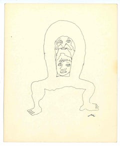 Vertiefter Korpus – Zeichnung von Mino Maccari – 1960er Jahre