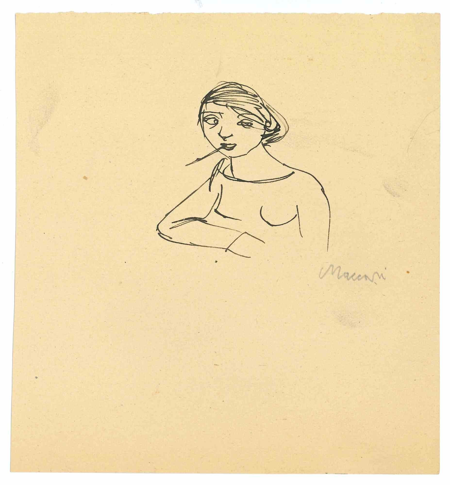 Smoking Woman is a Pen and China Drawing realized by Mino Maccari  (1924-1989) in the 1955 ca.

Hand-signed on the lower.

Good conditions.

Mino Maccari (Siena, 1924-Rome, June 16, 1989) was an Italian writer, painter, engraver and journalist,