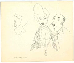 The Couple – Zeichnung von Mino Maccari – 1940er Jahre