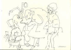 Dentistry - Drawing by Mino Maccari - 1950s