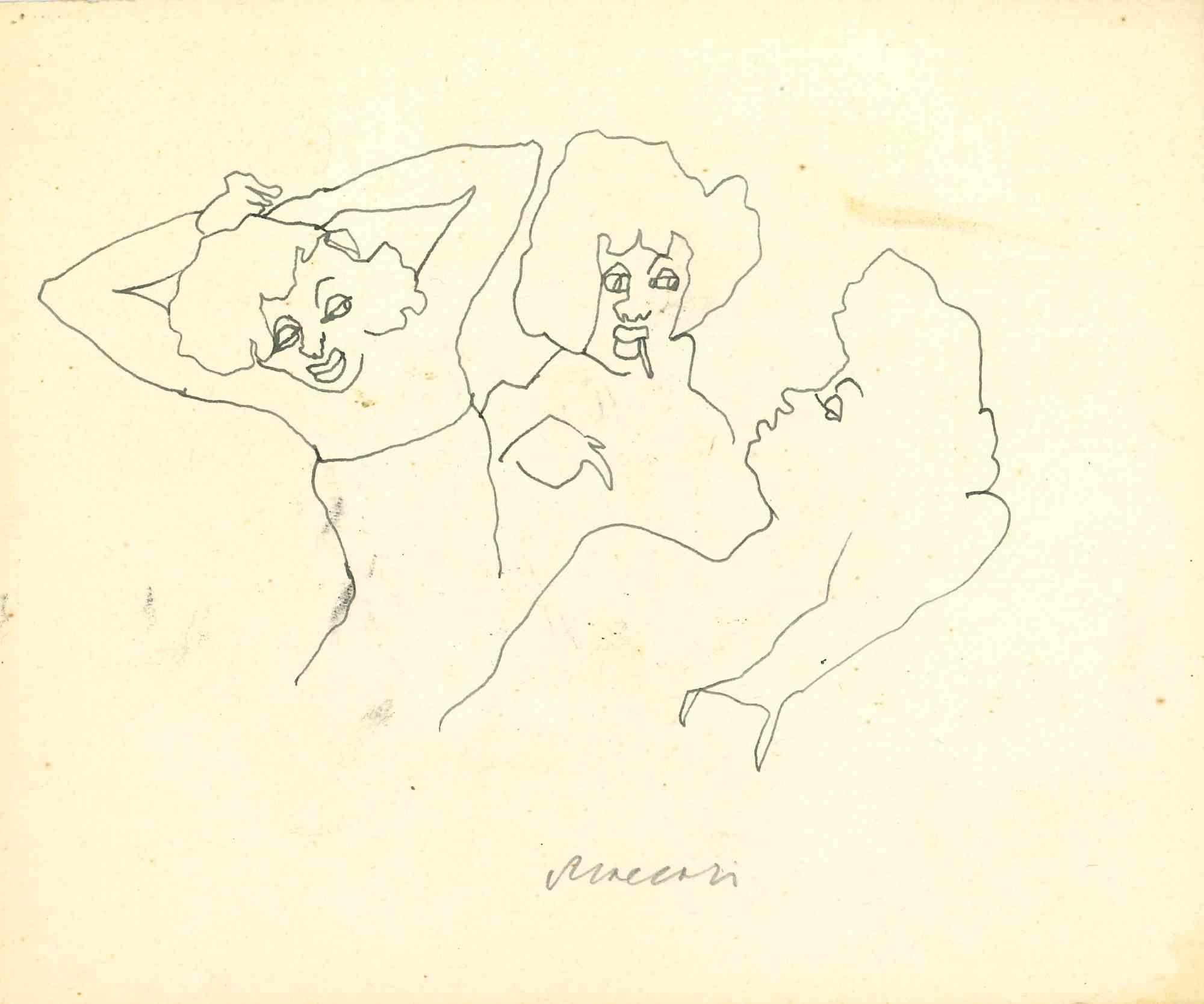 Seductive Woman is a pen Drawing realized by Mino Maccari  (1924-1989) in the 1950s.

Hand-signed on the lower margin.

Good condition.

Mino Maccari (Siena, 1924-Rome, June 16, 1989) was an Italian writer, painter, engraver and journalist, winner