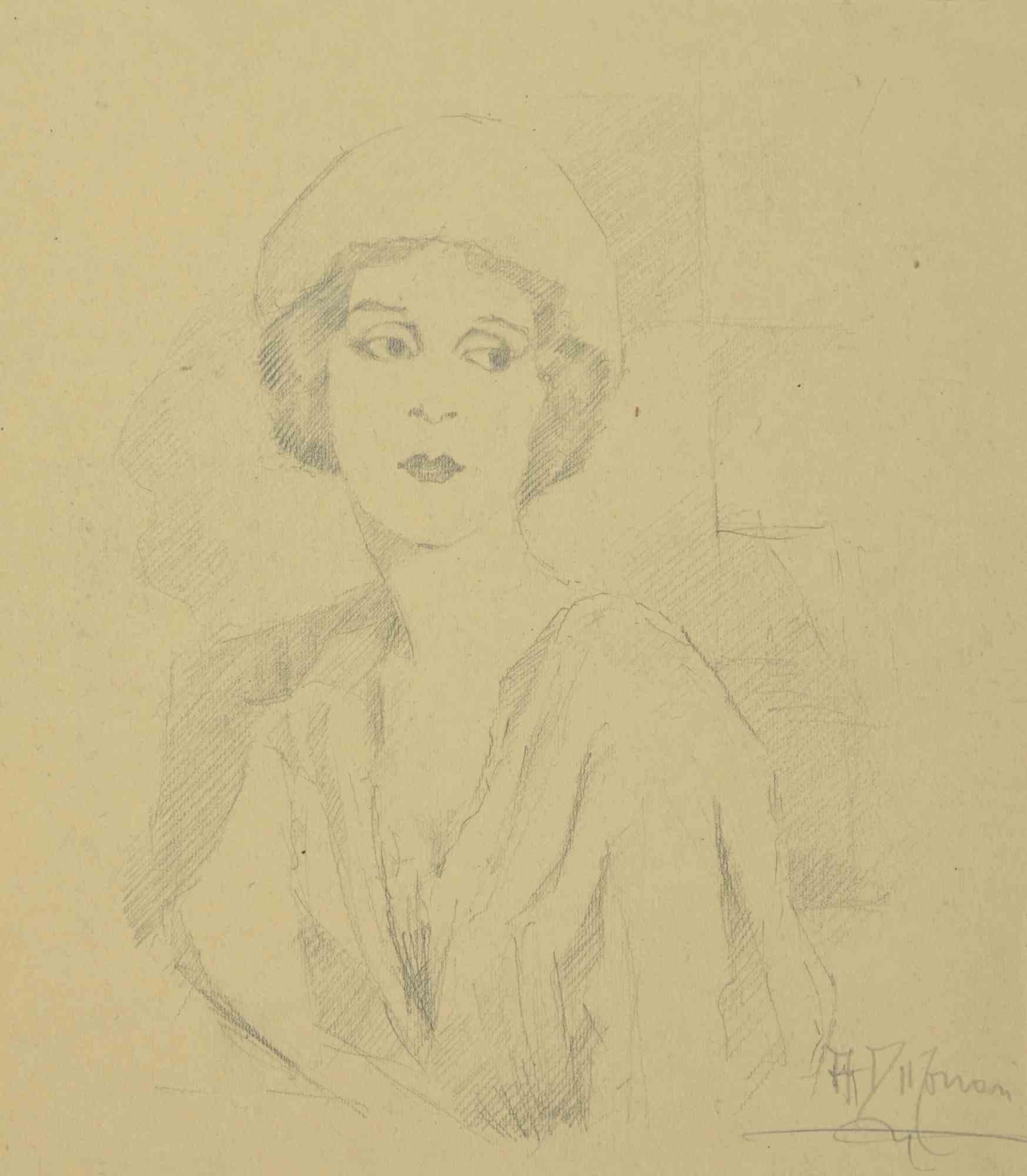 Portrait is a Drawing in pencil realized by  Augusto Monari in the Early-20th Century.

Good conditions.

The artwork is depicted through confident strokes in a well-balanced composition.