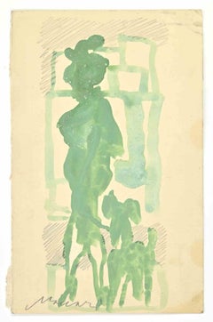 Green Lady - Drawing by Mino Maccari - 1960s