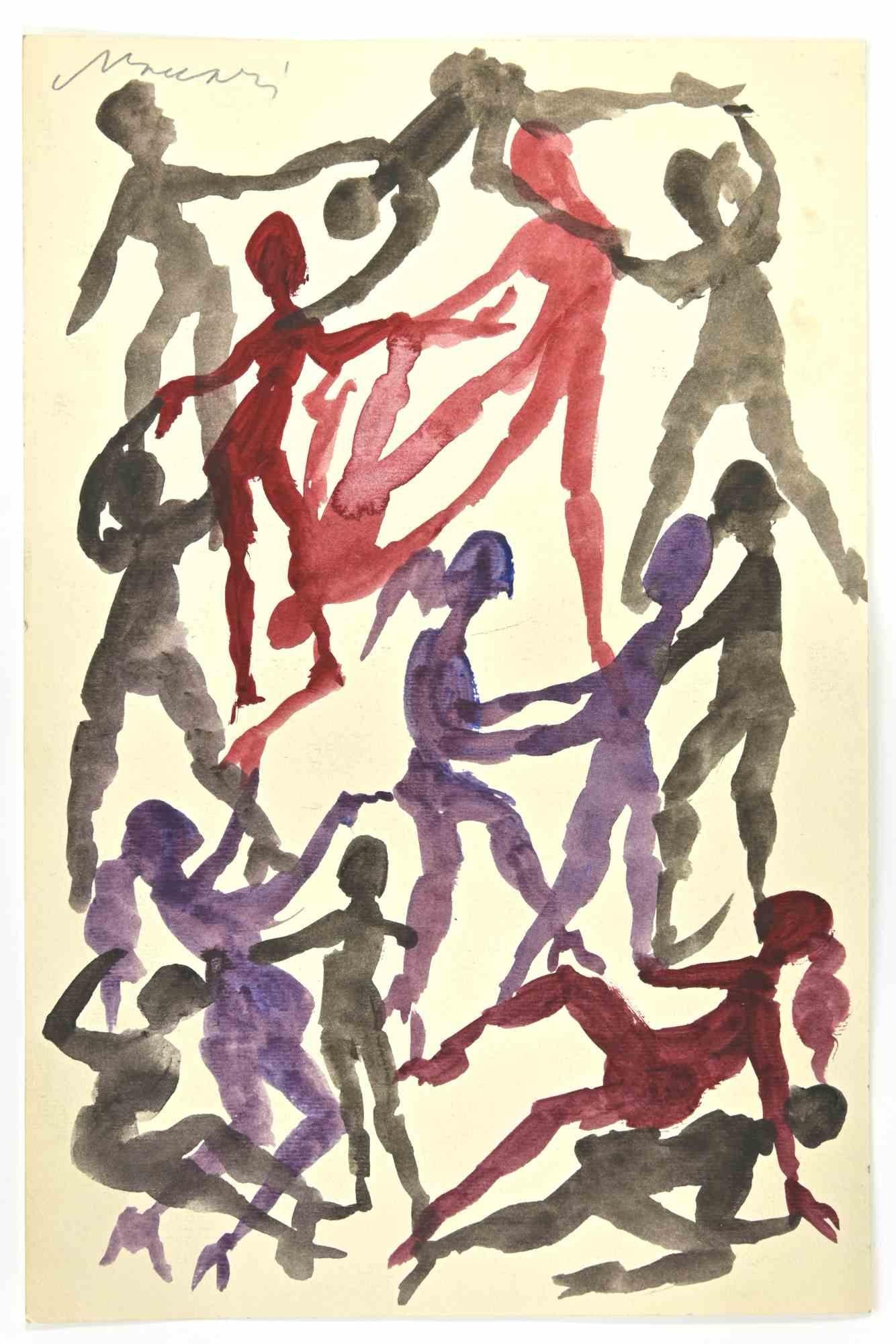Dances is a watercolor Drawing realized by Mino Maccari  (1924-1989) in the 1960s.

Hand-signed on the lower.

Good condition.

Mino Maccari (Siena, 1924-Rome, June 16, 1989) was an Italian writer, painter, engraver and journalist, winner of the
