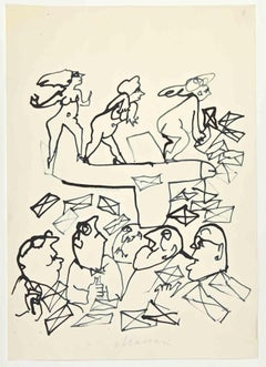 Generals' Dream – Zeichnung von Mino Maccari – 1960er Jahre
