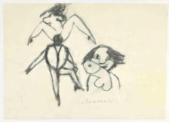 Vintage Erotic Scene - Drawing by Mino Maccari - 1960s