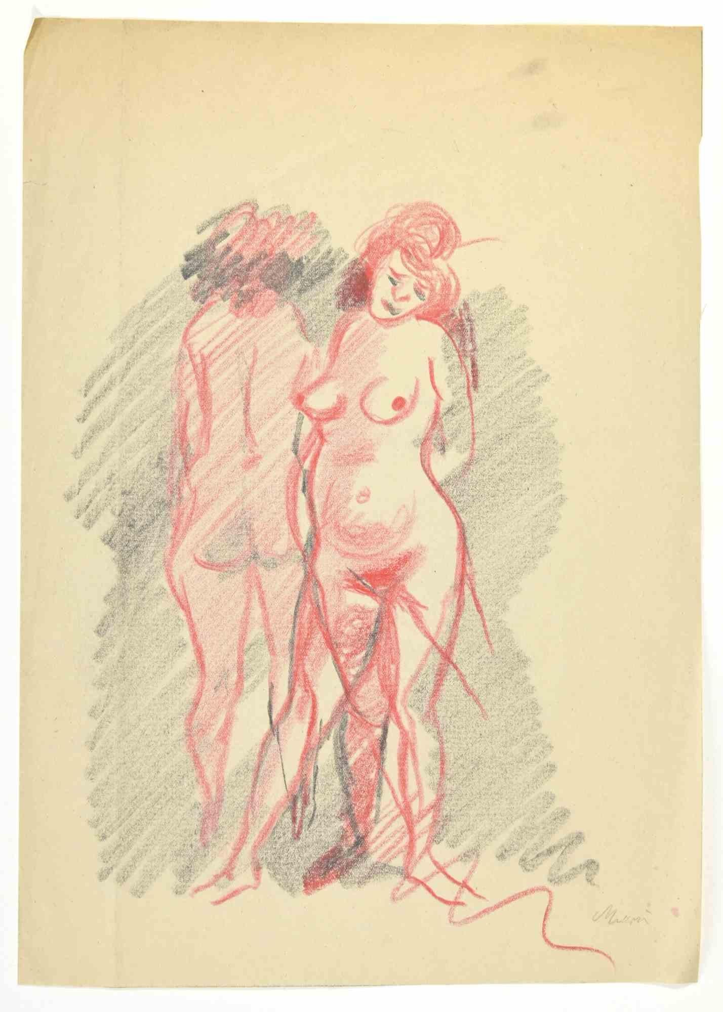 Nudes Women is a Pencil and Pastel Drawing realized by Mino Maccari  (1924-1989) in  1925 ca.

Hand-signed on the lower.

Good condition with folding and aged margins.

Mino Maccari (Siena, 1924-Rome, June 16, 1989) was an Italian writer, painter,