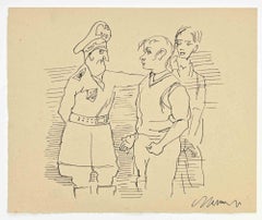 Vintage Police and Guys - Drawing by Mino Maccari - 1947