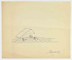 Swimmers - Drawing by Mino Maccari - 1950s