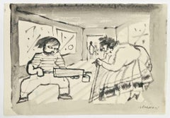 L'artiste - Drawing de Mino Maccari - Années 1960