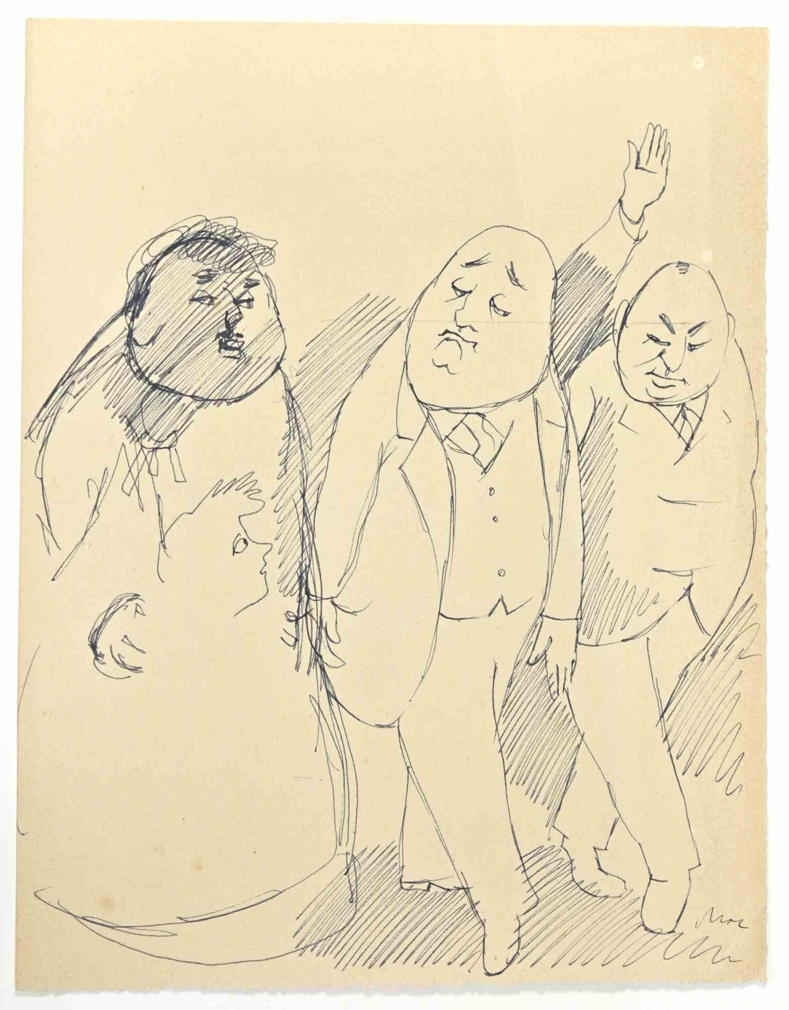 The Greeting is a Pen Drawing realized by Mino Maccari  (1924-1989) in the 1960s.

Monogrammed on the lower.

Good condition.

Mino Maccari (Siena, 1924-Rome, June 16, 1989) was an Italian writer, painter, engraver and journalist, winner of the