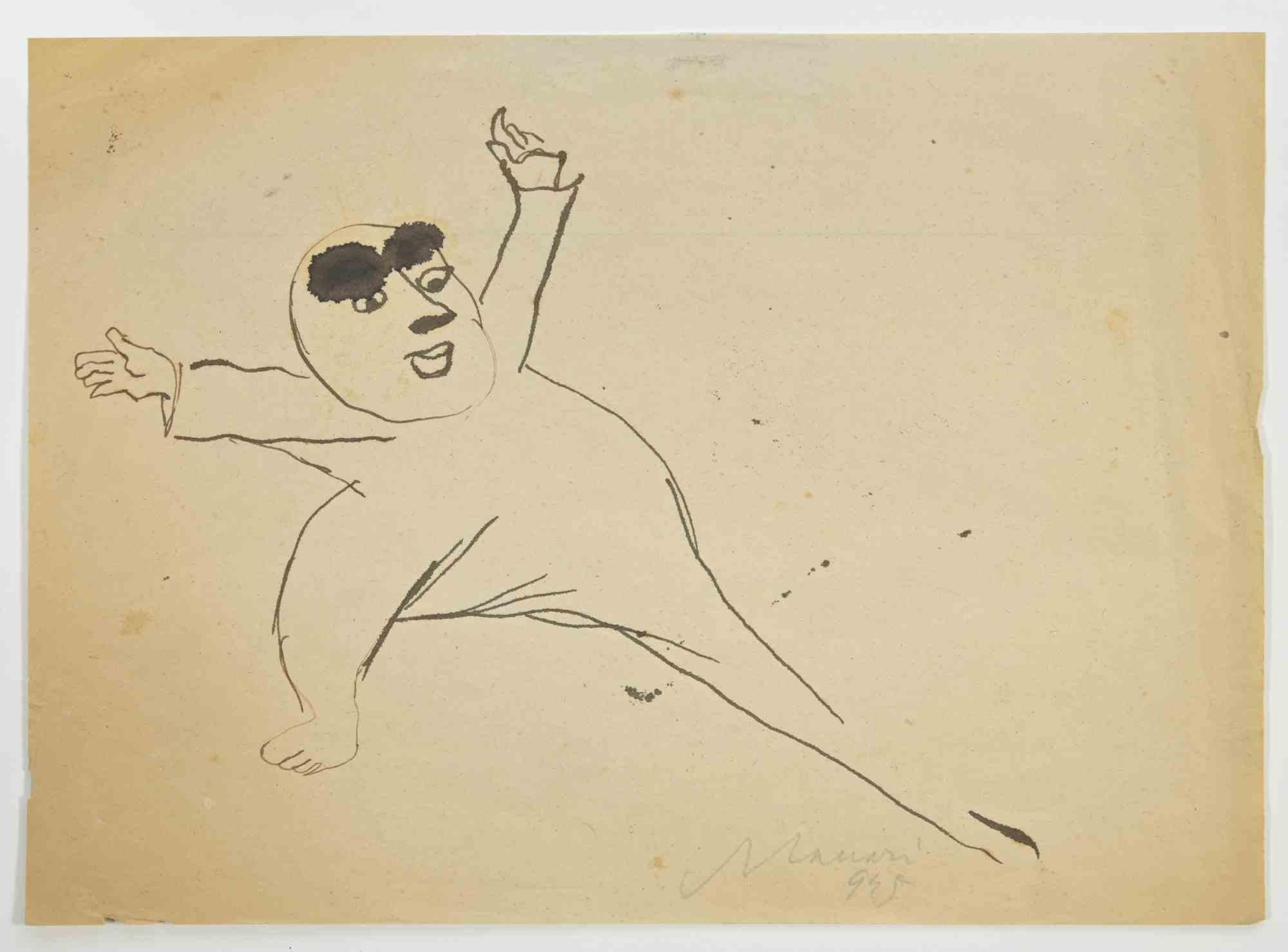 Figure is a watercolor Drawing realized by Mino Maccari  (1924-1989) in 1945.

Hand-signed on the lower, with another drawing on the rear.

Good conditions.

Mino Maccari (Siena, 1924-Rome, June 16, 1989) was an Italian writer, painter, engraver and