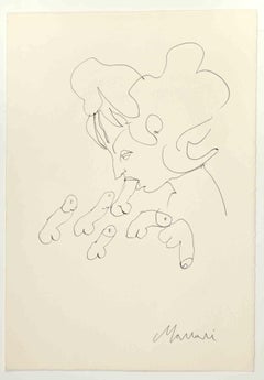 Erotic Scene - Drawing by Mino Maccari - 1960s